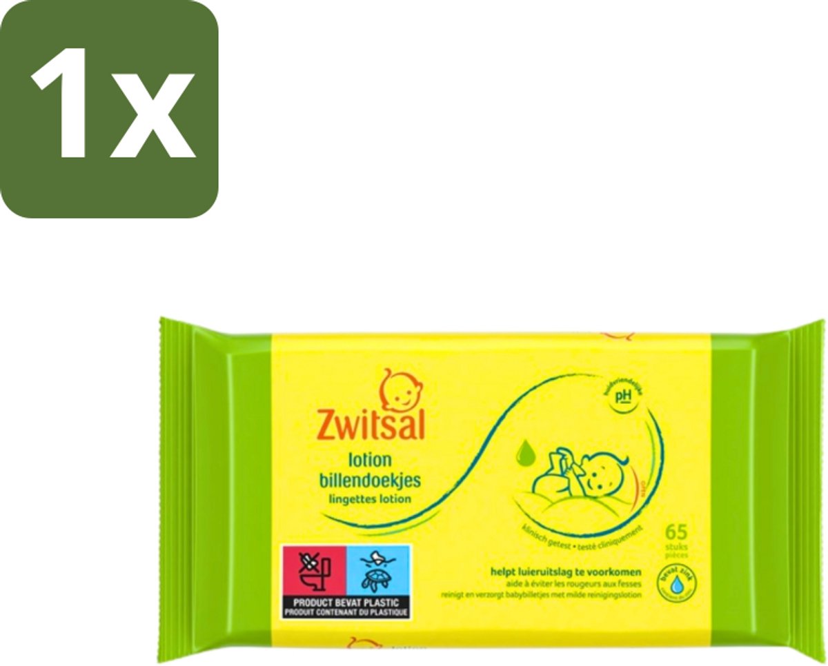 Zwitsal - Babyverzorging - Billendoekjes Lotion - Voor de Gevoelige Babyhuid - 65 Doekjes - 1 stuk