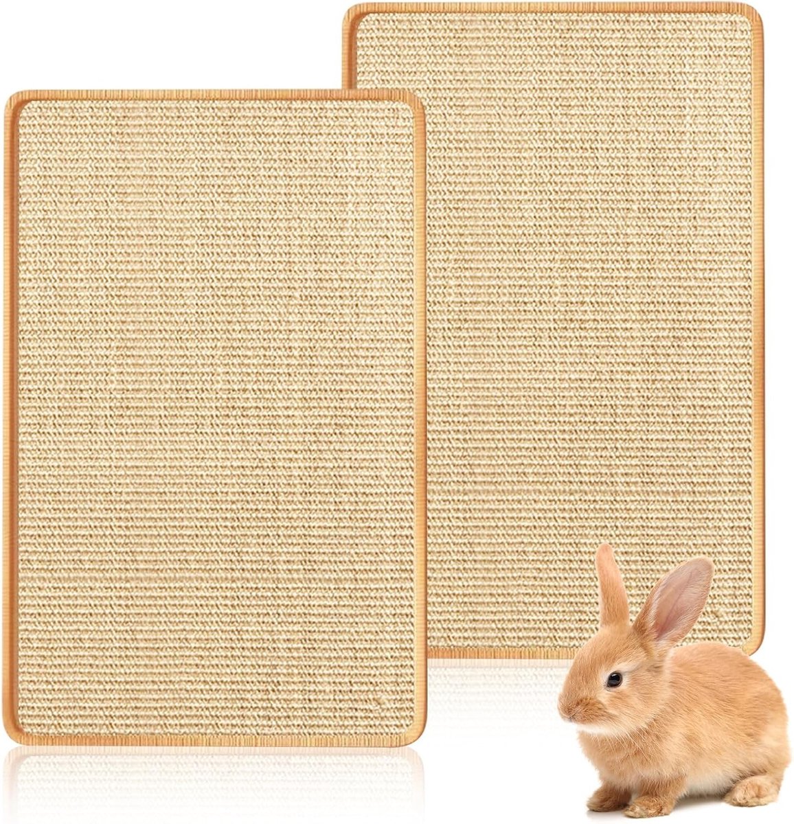 Knaagdier Krabmat Set van 2, Natuurlijke Sisal Tapijt voor Konijnen, Kauwspeelgoed en Bodembedekking (40 x 30 cm)