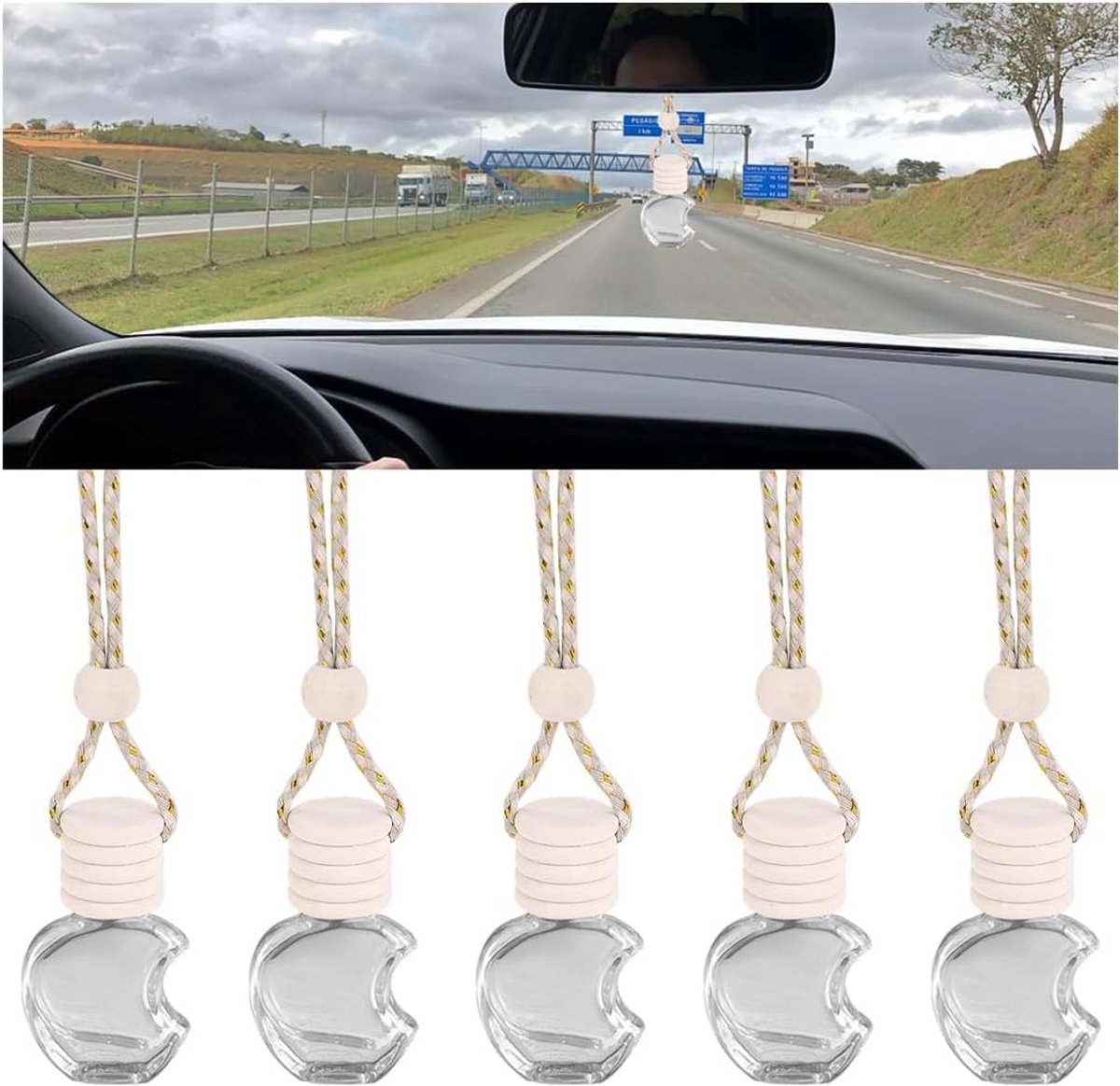 5 Stuks Lege Parfumflessen voor Auto Aromatherapie, Essentiële Olie Diffuser, Luchtverfrisser voor Auto en Kantoor, Cadeau voor Vrouwen