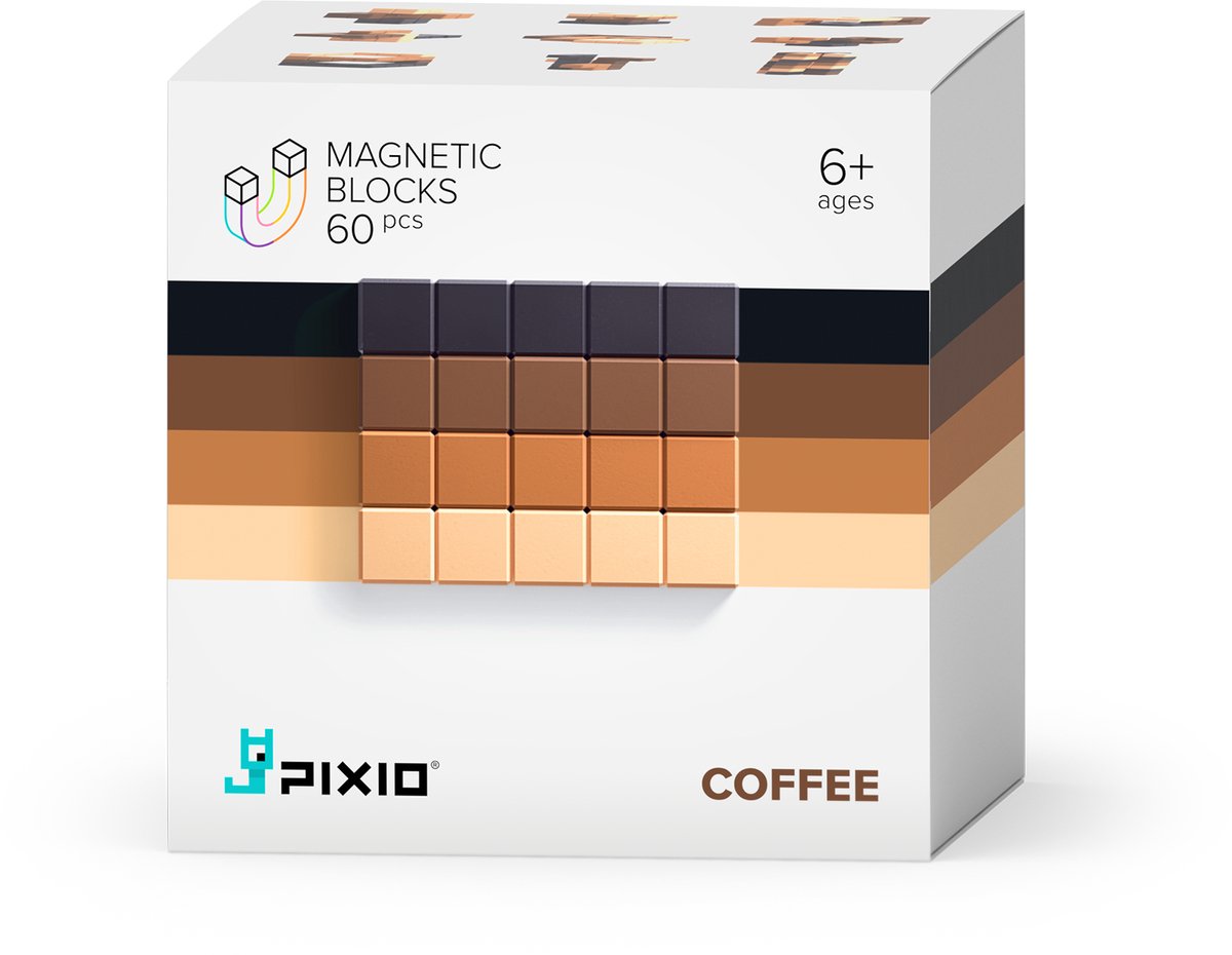 Pixio Magnetic Blocks | Abstract Series | Pixio-Coffee | 4 kleuren | 60 blokken