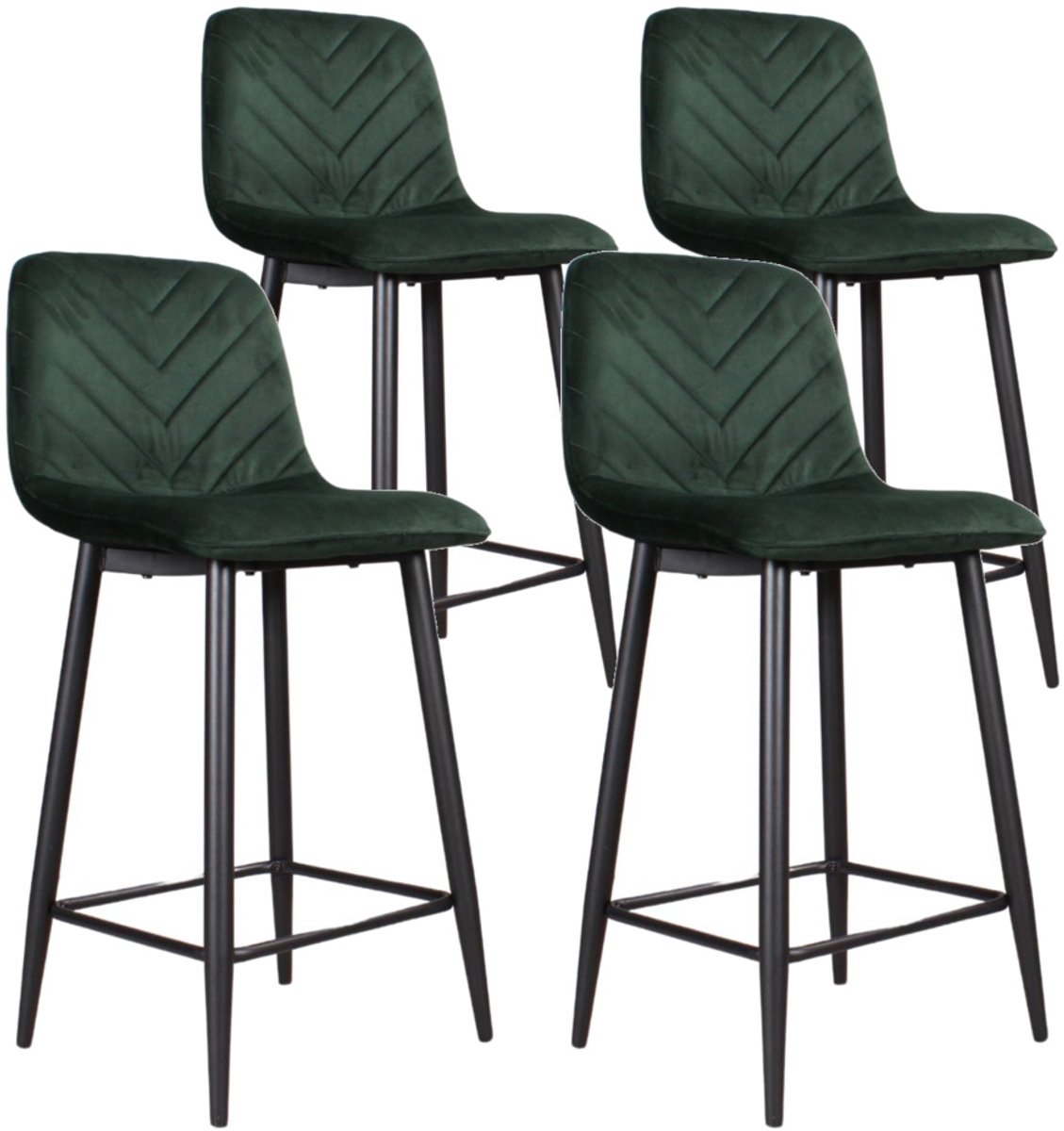 DS4U® - Gaby barkruk 65 cm - Set van 4 - Groen - Velvet