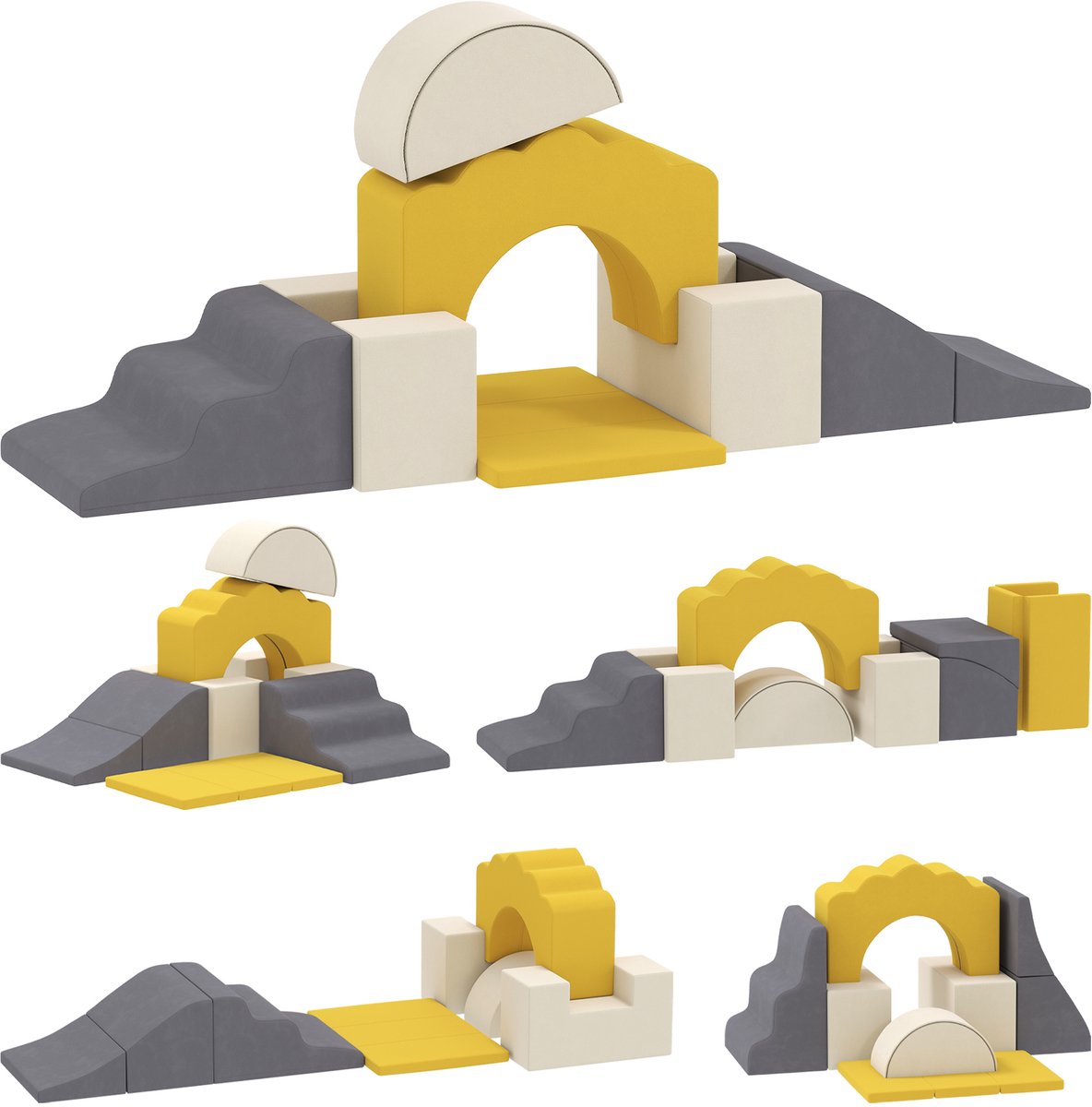 AIYAPLAY Kids Soft Play Set-Samt, PU-Schaumstoff-50B x 40T x 25H cm-Gelb