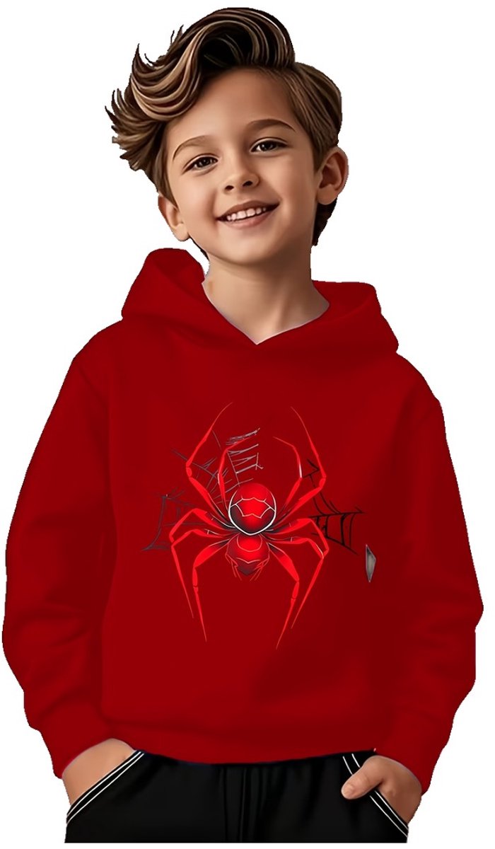 Currero Hoodie Jongens Warme Hoodie Met Capuchon Comfortabele Sweater Casual Trui Pullover Jongenstrui 1-2 Jaar Rood