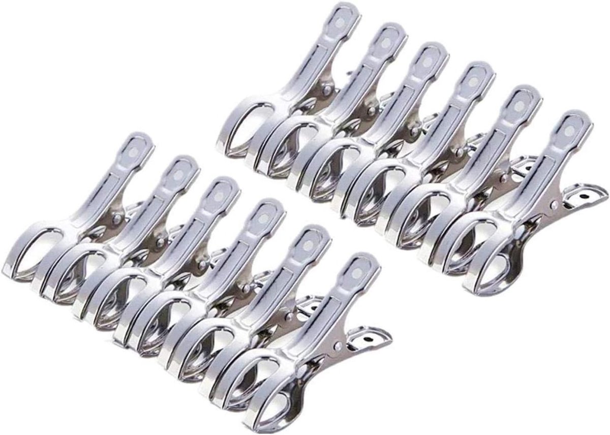 12 Stuks RVS Handdoek Klemmen, Grote Windbestendige Klemmen voor Strandhanddoeken, Badhanddoeken en Dikke Kleding, 8.5cm Kledingknijpers