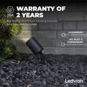 Zwarte Ledvion grondspot met aluminium behuizing, geen roest & corrosie, met 2 jaar garantie.