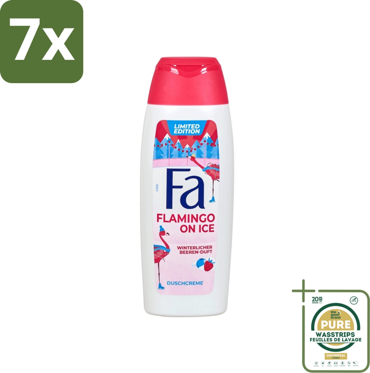 7 x Fa - Douchegel - Winter Flamingo On Ice - Verfrissend & Koel - Hydraterend - 250 ml - Grootverpakking - Douchegel - Winterflamingo - Fris - Koel - Hydraterend