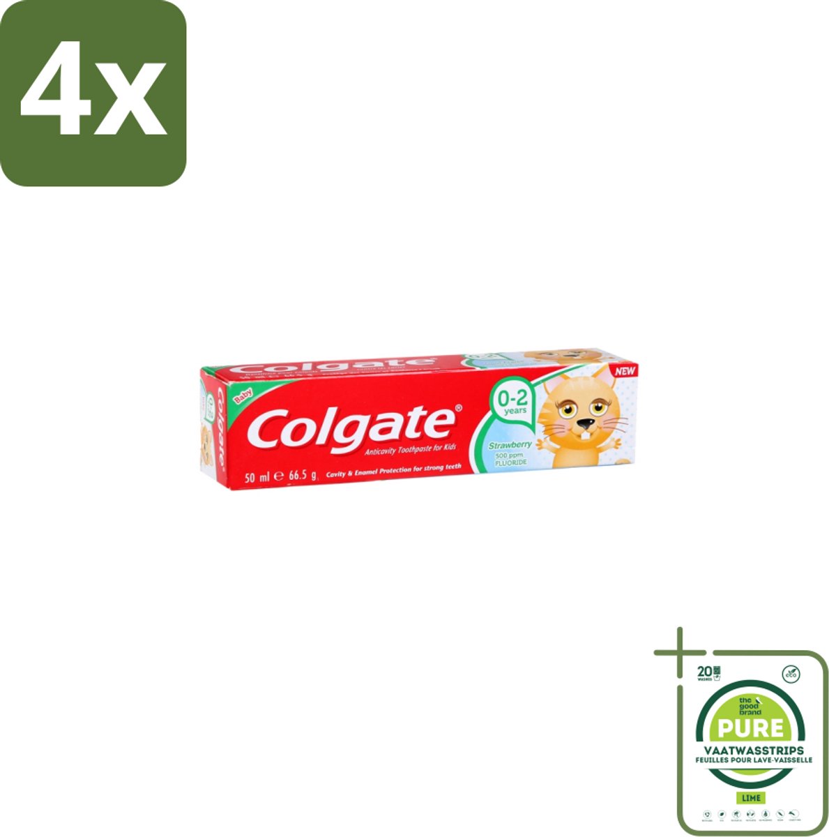 Colgate - Aardbeismaak - Kindertandpasta - Voor 0 tot 2 jaar oud - 50ml - Voordeelverpakking - 4 stuks - Baby tandpasta - Kindertandpasta