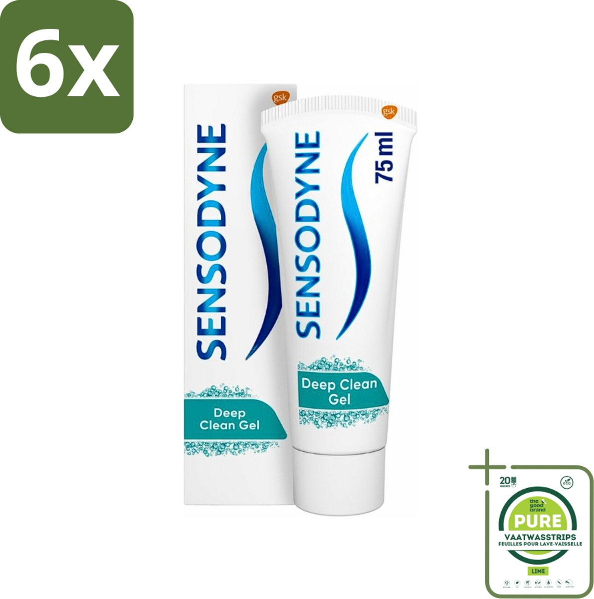 Sensodyne - Tandpasta - Deep Clean - Voor Frisse Adem - 75 ml - Voordeelverpakking - 6 stuks - Gevoelige tanden - Diepe reiniging