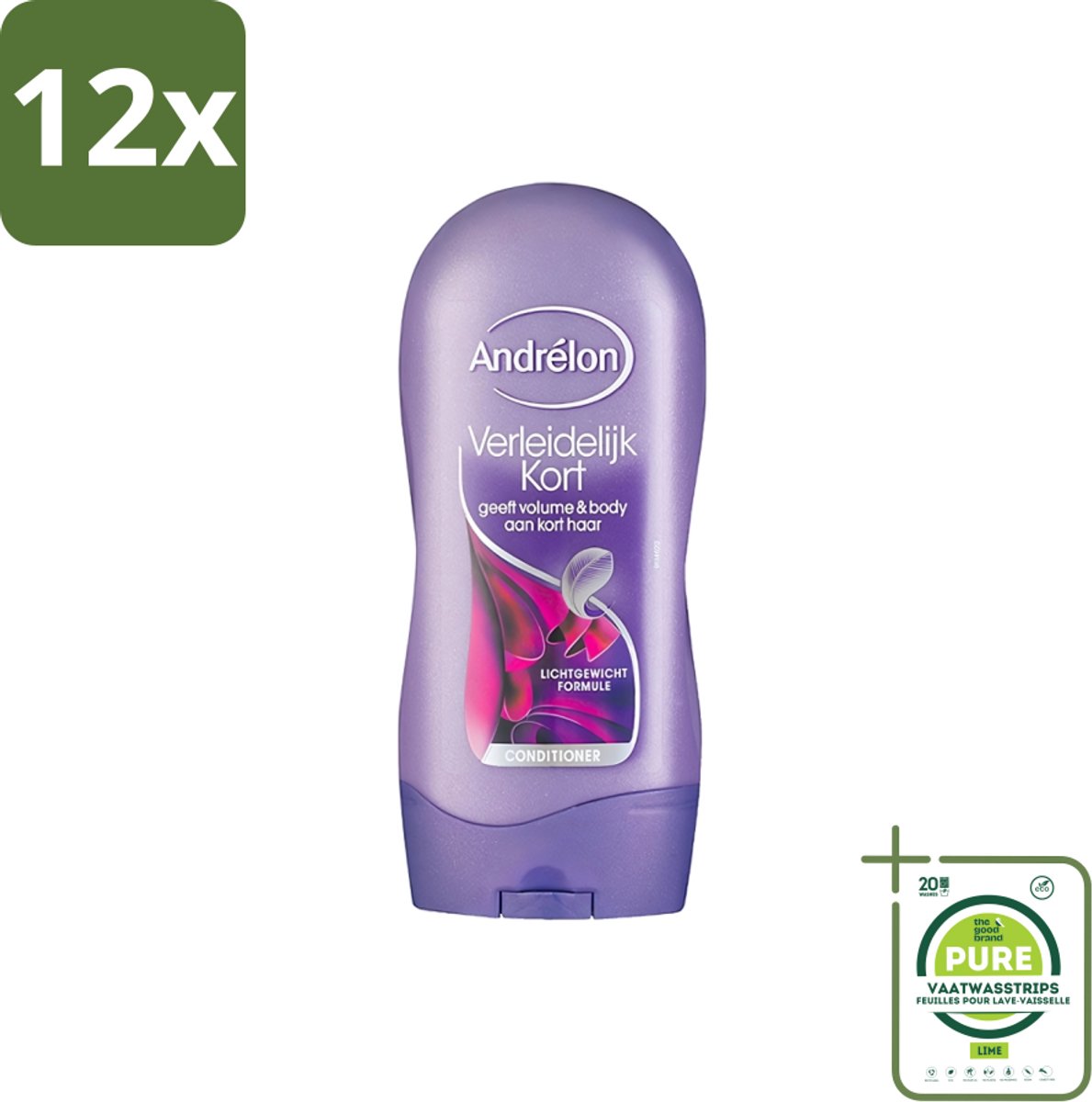 Andrélon - Verleidelijk Kort - Conditioner - Voor Kort Haar - 300 ml - Voordeelverpakking - 12 stuks - Kort haar conditioner - Volume voor kort haar