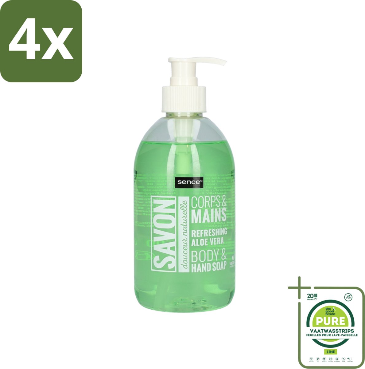 Sence - Refreshing Aloe Vera - Handzeep - Savon - 500 ml - Voordeelverpakking - 4 stuks - Aloe Vera Handzeep - Handverzorging
