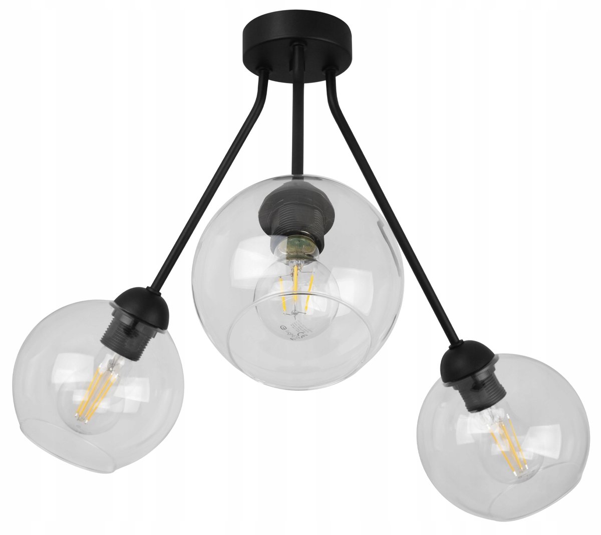 Hanglamp Trio Haga Zwart Glas 3xE27 - Modern Loft Design