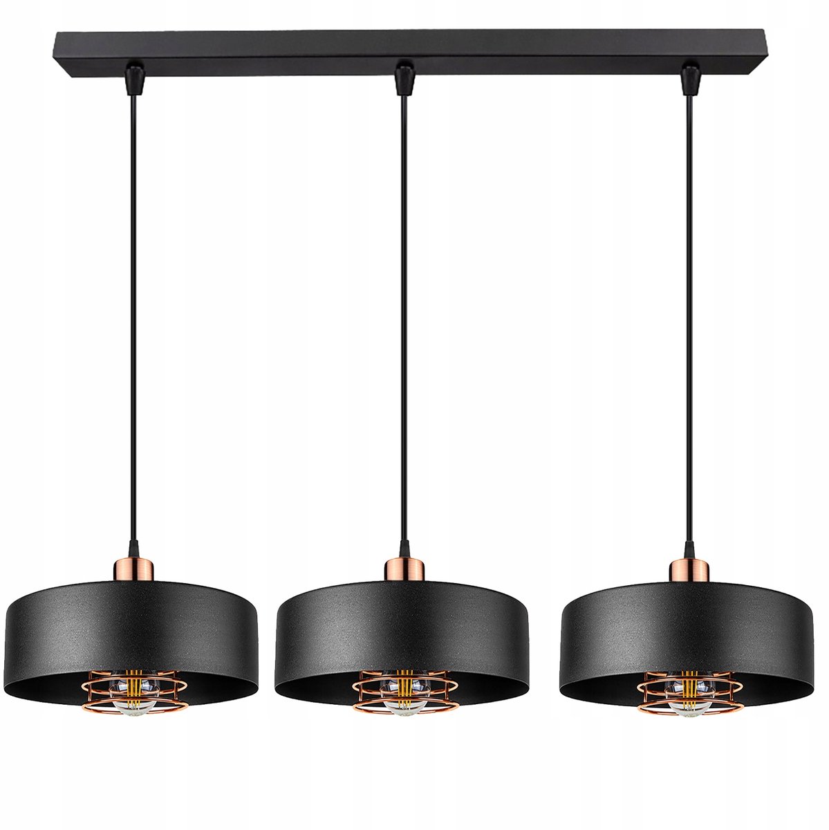 Moderne Zwarte Hanglamp LED 3xE27 Koper Loft Stijl