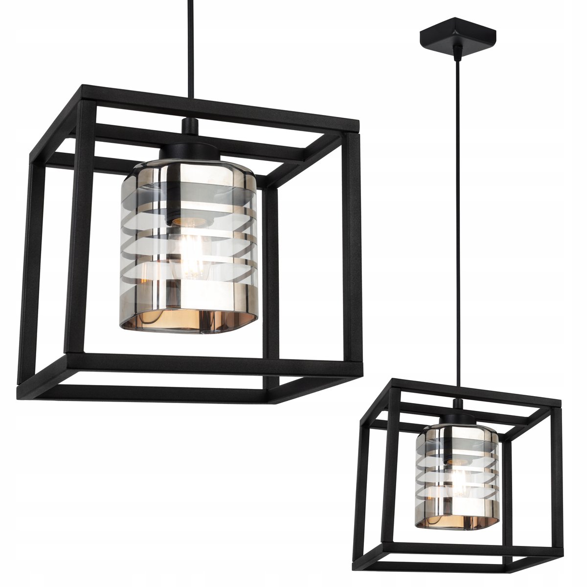 Merkloze Hanglamp met Glazen Kooi - Elegant Zwart en Goud