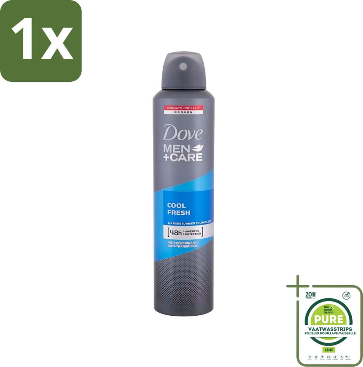 1 x Dove - Deodorant - Spray Men+Care Cool Fresh - Verfrissend en langdurige bescherming - 250 ml - Deodorant Spray - Zweetgeur - Frisheid - Langdurige Bescherming - Mannelijke Geur