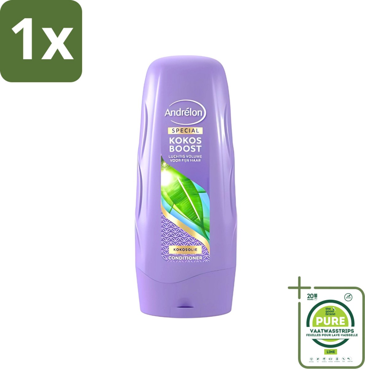 1 x Andrélon - Kokos Boost - Conditioner - Voor Droog Haar - 300 ml - Droog Haar - Kokosolie - Hydratatie - Voeding - Natuurlijke Glans