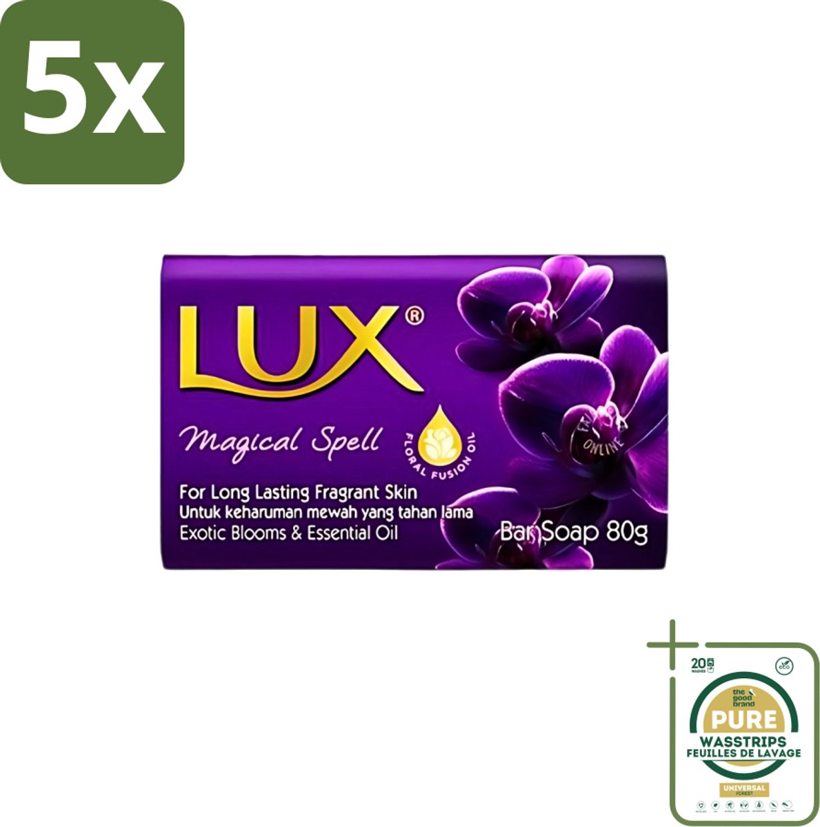 5 x Lux - Zeep - Magical Spell - Hydraterend - Luxe Geurbeleving - 80 g - Grootverpakking - Zeep - Hygiëne - Geur - Reiniging - Hydraterend