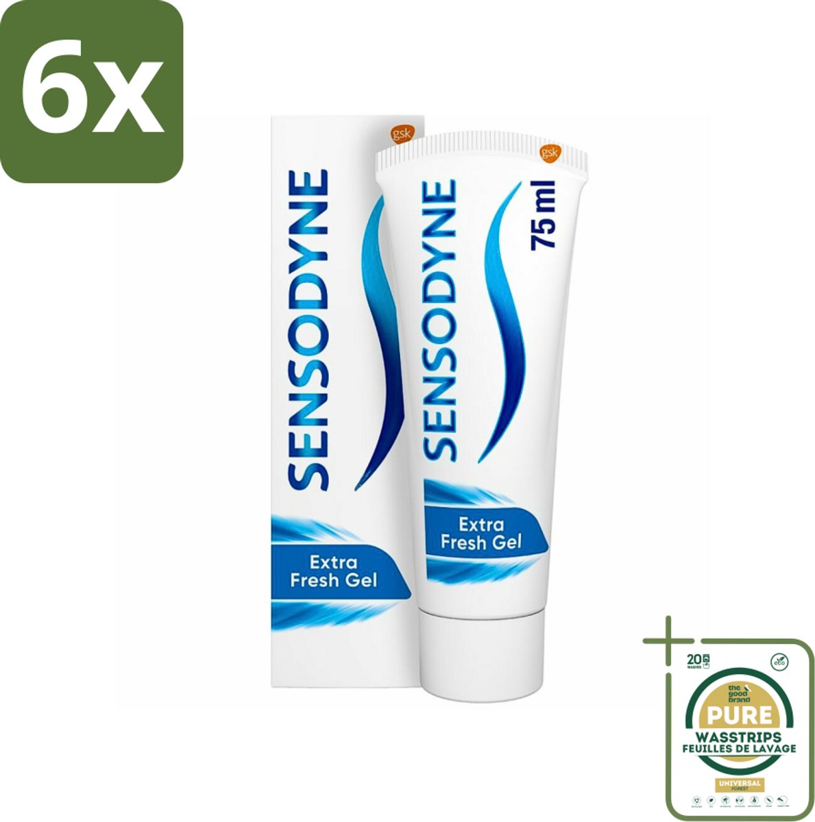 Sensodyne - Tandpasta - Extra Fresh Gel - Voor Gevoelige Tanden - 75 ml - Voordeelverpakking - 6 stuks - Frisse mond - Tandplak