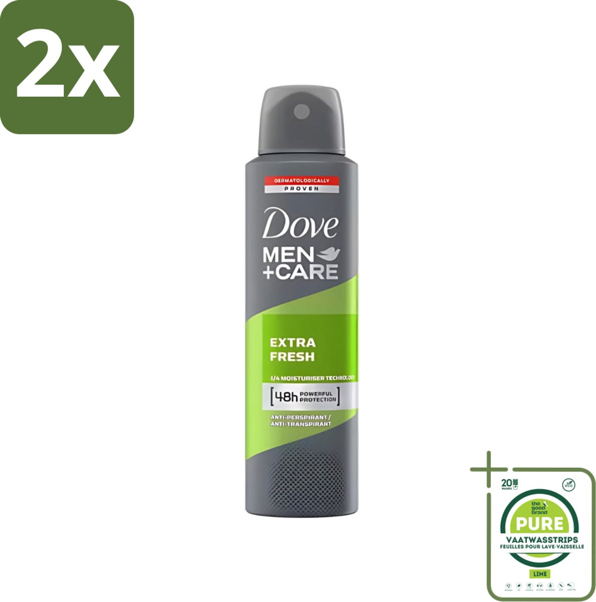 Dove - Deodorant - Extra Fresh for Men - Frisse geur en bescherming - 150 ml - Voordeelverpakking - 2 stuks - Dove Men+Care Extra Fresh - Deodorant spray