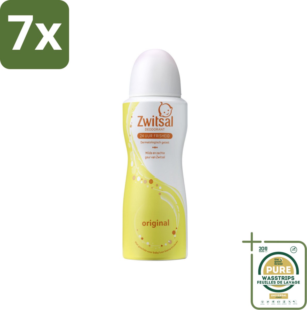 7 x Zwitsal Deodorant Original 100 ml - Grootverpakking - Zwitsal Deodorant - Deodorant Spray - Fris Geur - Huidvriendelijk Deodorant - Zonder Alcohol
