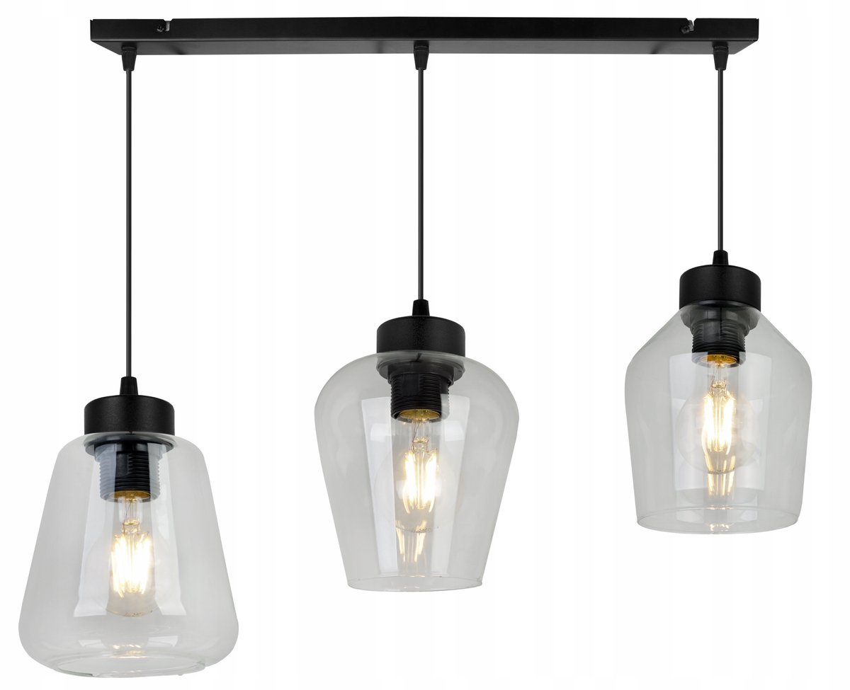 Hanglamp RIJEKA Zwart Glas E27 3-lichts Loft Stijl