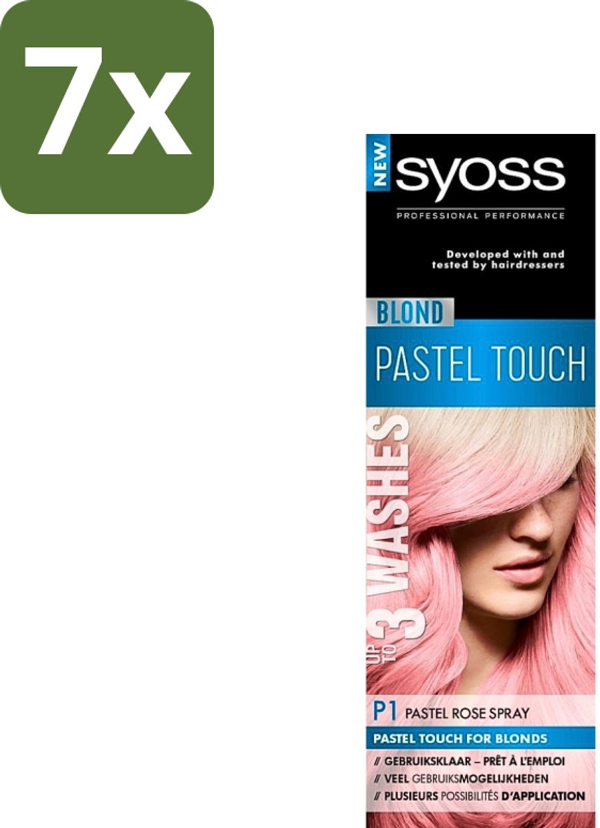 7 x Syoss Color Blond Pastel Touch P1 Pastel Rose - Haarverf Spray - Pastel Rose - Haarverf Spray - Pastel Rose - Blond - Salonplex Technologie - Haarverf