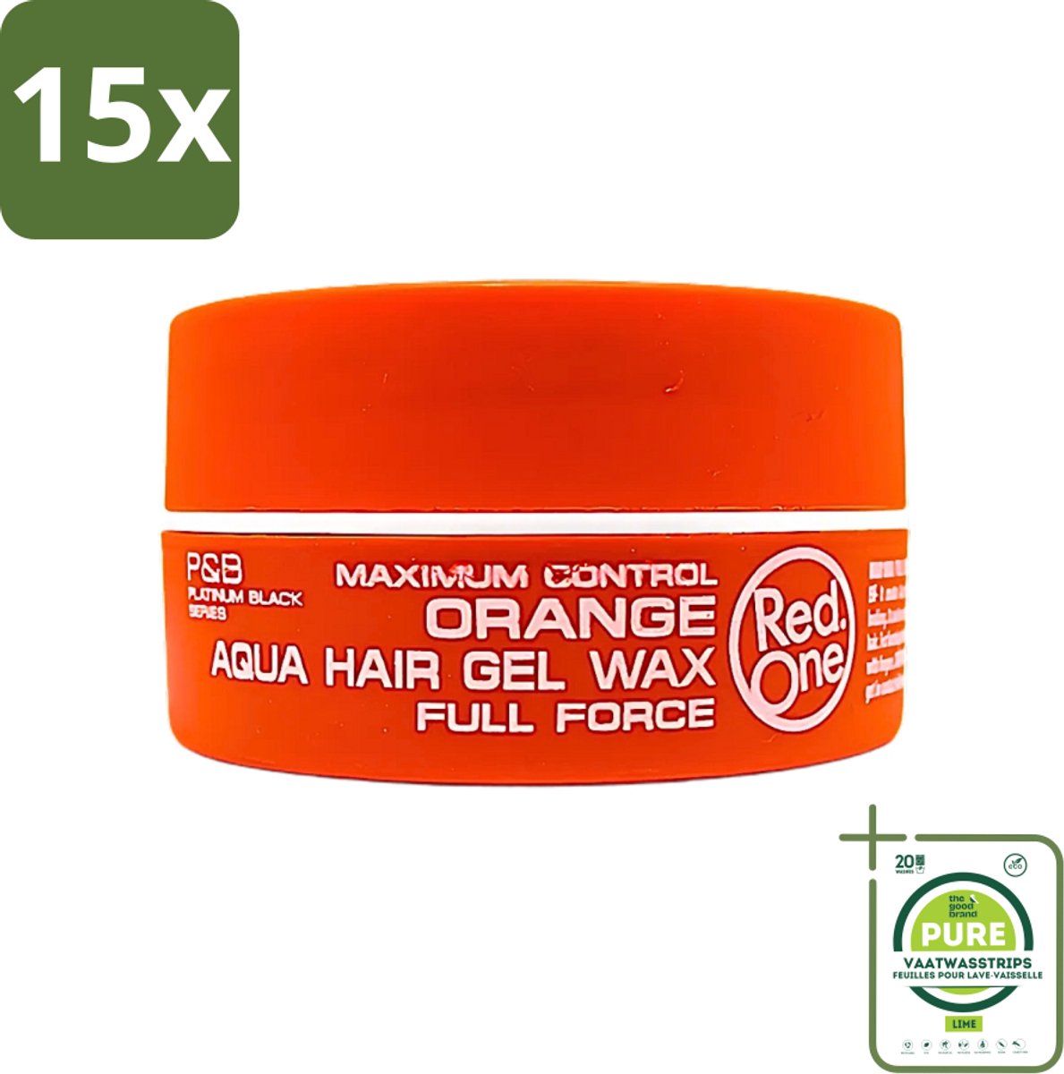 15 x Red One - Haarwax - Aqua Orange - Verfrissende Styling - Voor Sterke Hold & Glanzende Finish - 150 ml - Grootverpakking - Haarwax - Aqua Orange - Frisse Styling - Stijlvol Haar - Hold
