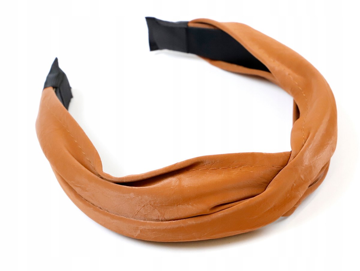 Modieuze Kunstleren Haarband met Knoop - Caramel