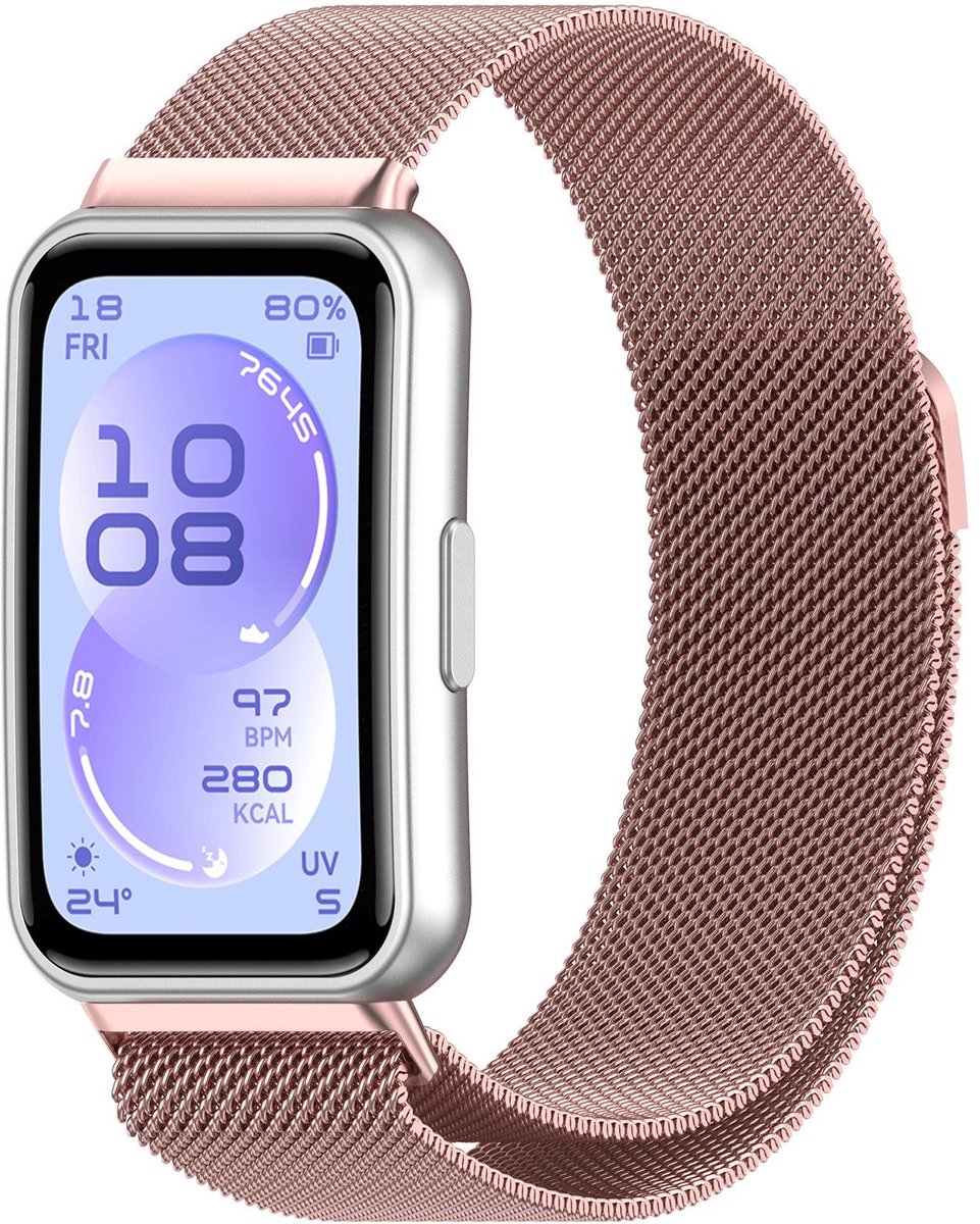 By Qubix - Milanese bandje - Rosé goud - geschikt voor Huawei Band 11 / 11 pro