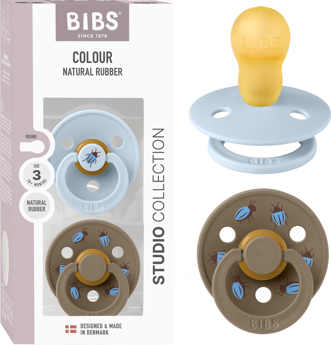 BIBS Colour Fopspeen - 18-48 mnd - 2-pack - Rond - Baby Blue/Dark Oak