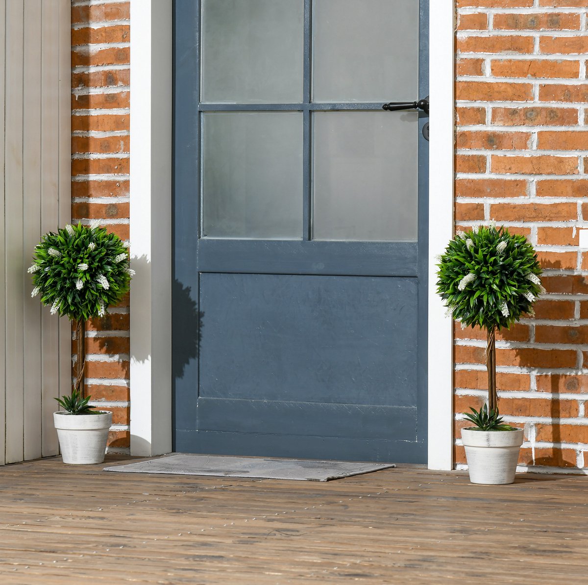 REDOM- Kunstplant - Lavendel 2er-Set - Met pot en kunstmos - 450 bladeren en 25 bloemen - Voor binnen & buiten - Kunststof - Wit - 60 cm