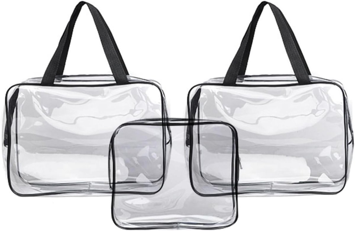 Toiletartikeltassen - Transparant - Groot en Medium - Waterdicht PVC - Voor Reizen en Badkamers