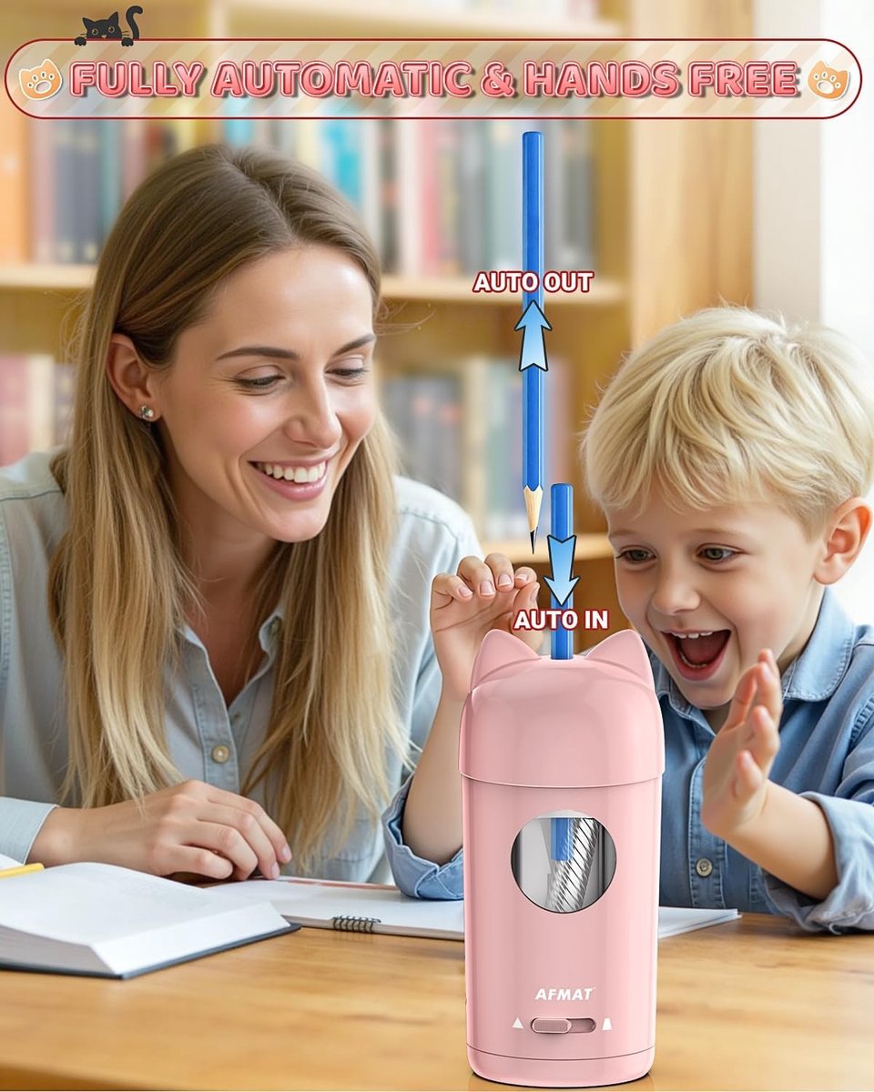 Puntenslijper - Roze - Oplaadbare Elektrische Slijper met Automatische Invoer - Voor Thuis en School