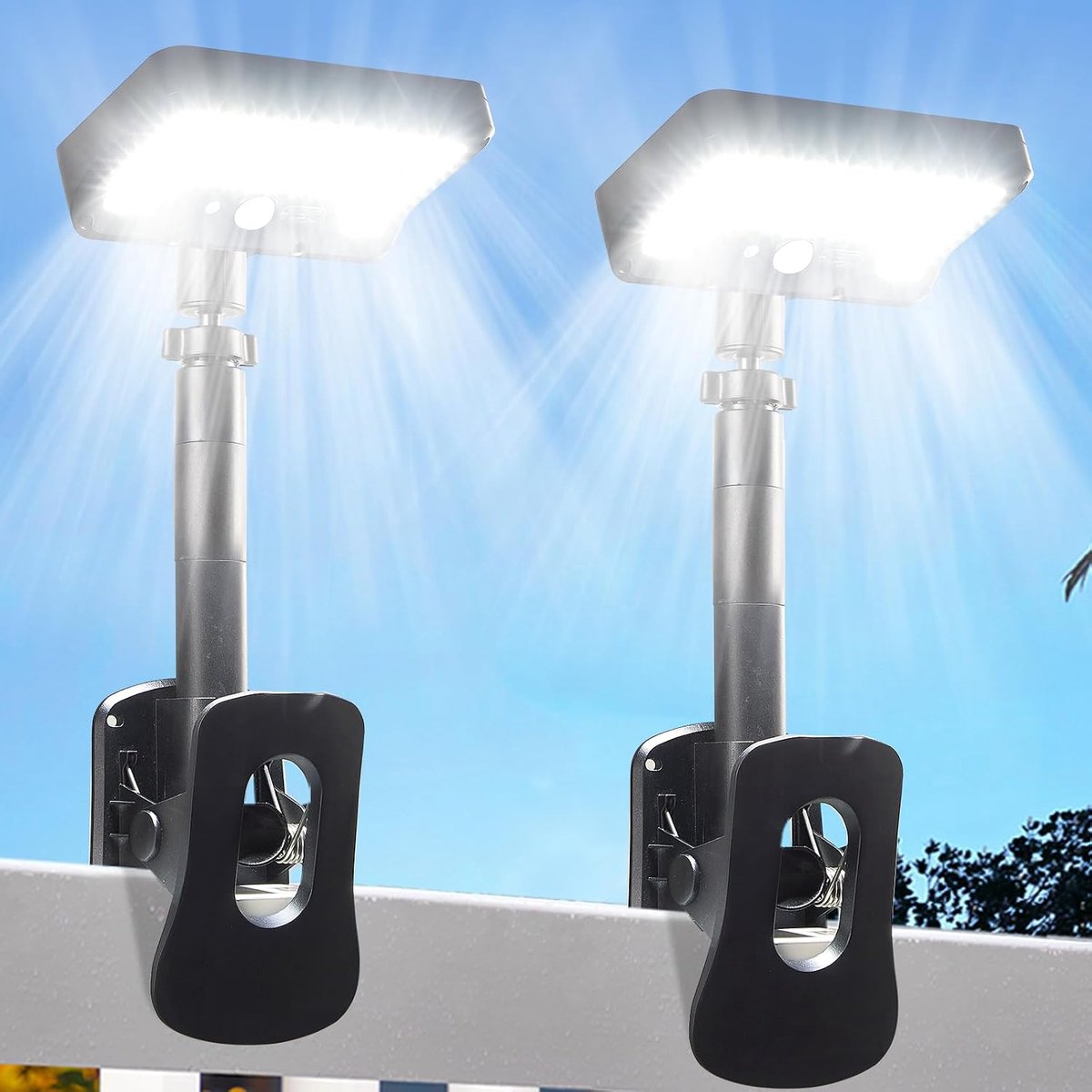 2-delige clip-on solar tuinverlichting, 92 LED's, 6000K waterdicht