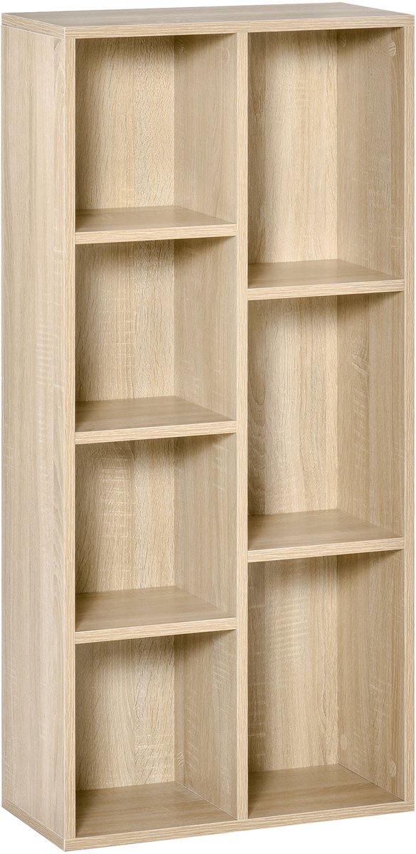 Boekenkast, Boekenkast in kubusvorm voor kinderen met 7 open vakken, geschikt als ruimteverdeler voor de woonkamer, het kantoor of de slaapkamer – 50 x 24 x 106 cm