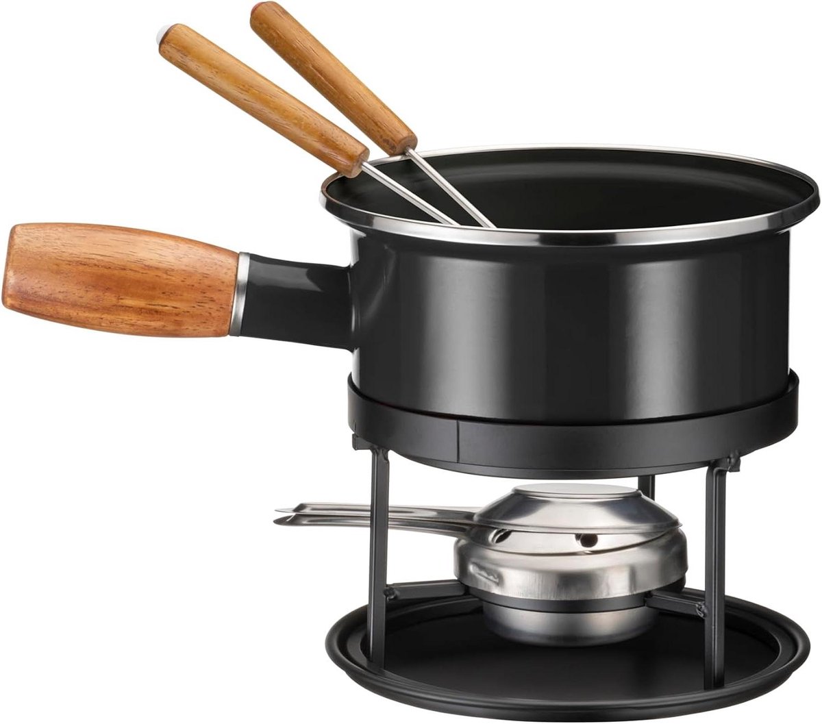 Kaasfondue set - Fondue voor twee - Gezellige avonden - Inclusief 4 accessoires - Voor 2 personen - Zwart