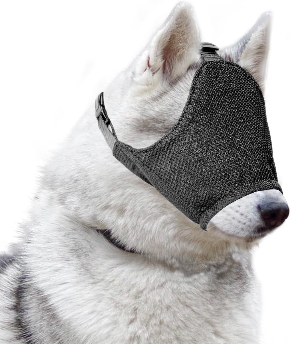 Zwarte Hondenmuilkorf, Hondenoogmasker van Zacht Flexibel Stof, Kalmerende Pet Cap voor Blindenzorg, Anti-angst en Reisziekte, M