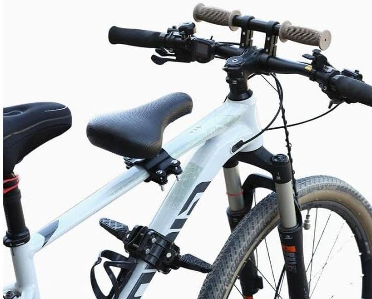 Kinder Fietsstoel - Voorzitje Kinderen - Veilig Fietsen - Verstelbare Voetsteunen - Tot 50 kg - Zwart