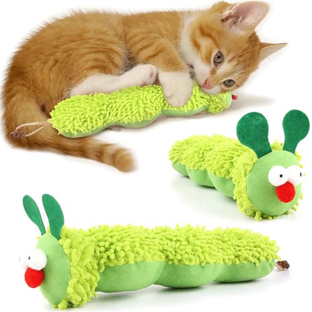 carmdering - Kattenspeelgoed Rups – Interactief Pluche Kattenspeeltje – Chenille Textuur – Voor Binnen