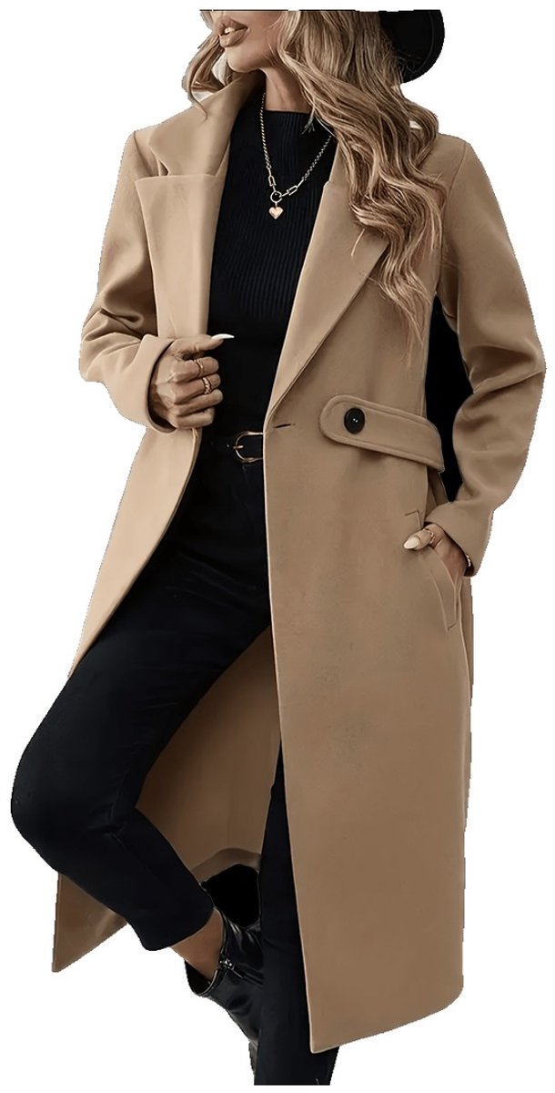 Currero Mantel Dames Tussenmantel Winter Jas Mantelpakje Trenchcoat Overjas Overcoat Winterjas Geelbruin