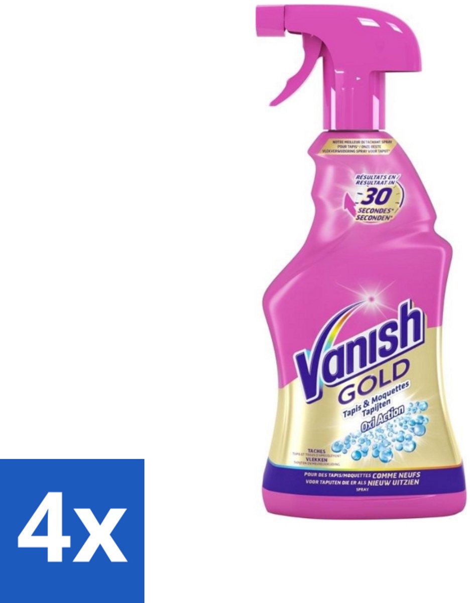 4 x Vanish Oxi Action Gold - Vlekkenverwijderaar Spray - Tapijtreiniger - 500 ml - Tapijtreiniger - Vlekkenverwijderaar - Tapijtvlekken - Vloerkleden - Vlekken Verwijderen