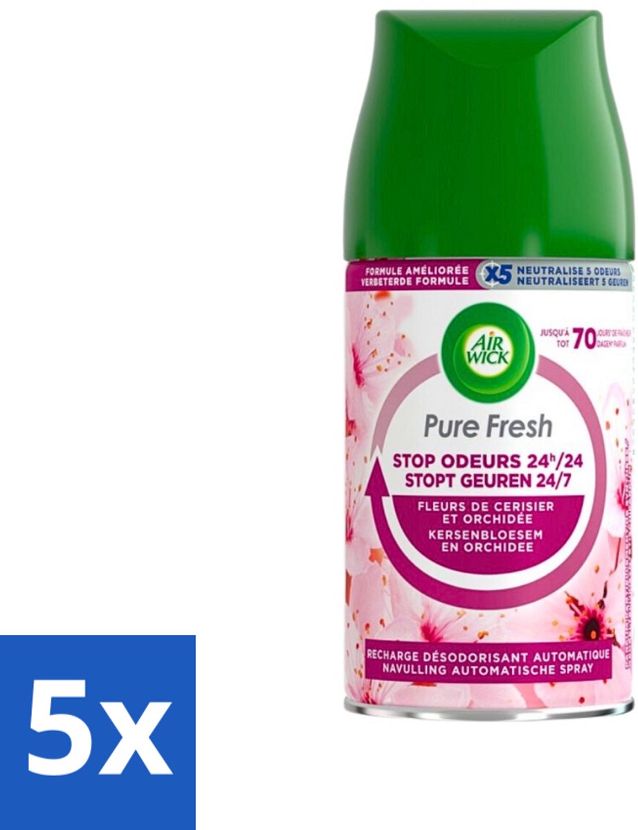 Air Wick Freshmatic Max Pure Fresh Cherry Blossom & Orchid 250 ml - Bulkverpakking - 5 stuks