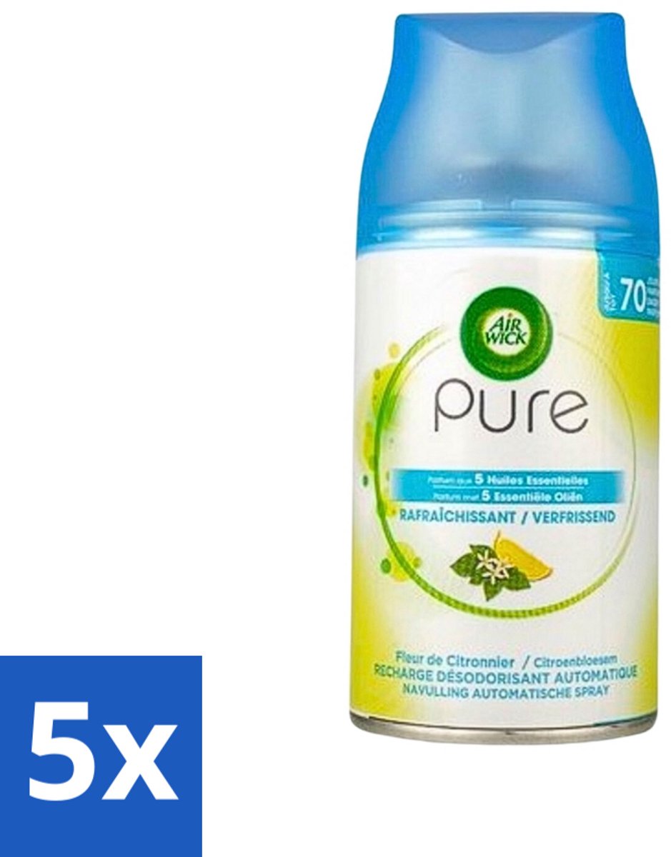 Air Wick Freshmatic - Luchtverfrisser Navulling - Pure Essentiële Oliën Verfrissend - 250ml - Bulkverpakking - 5 stuks