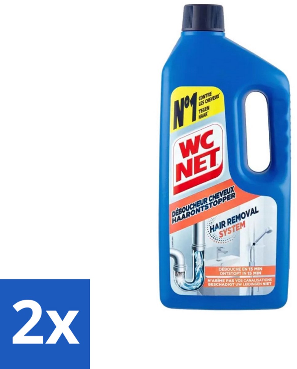 2 x WC Net - Haarontstopper - Onschadelijk Voor Leidingen - 1L - Haarverstopping - Wc Ontstopper - Leidingontstopper - Badkamersanitair - Snel Werkende Ontstopper