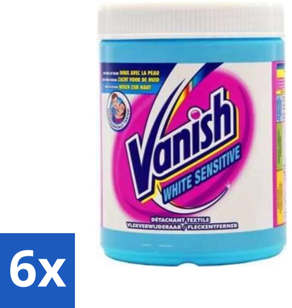 6 x Vanish White Sensitive - Vlekkenverwijderaar Poeder - Witte Was - 1125 Gram - Vlekkenverwijderaar - Witte Was - Gevoelige Stoffen - Waspoeder - Vlekken Verwijderen