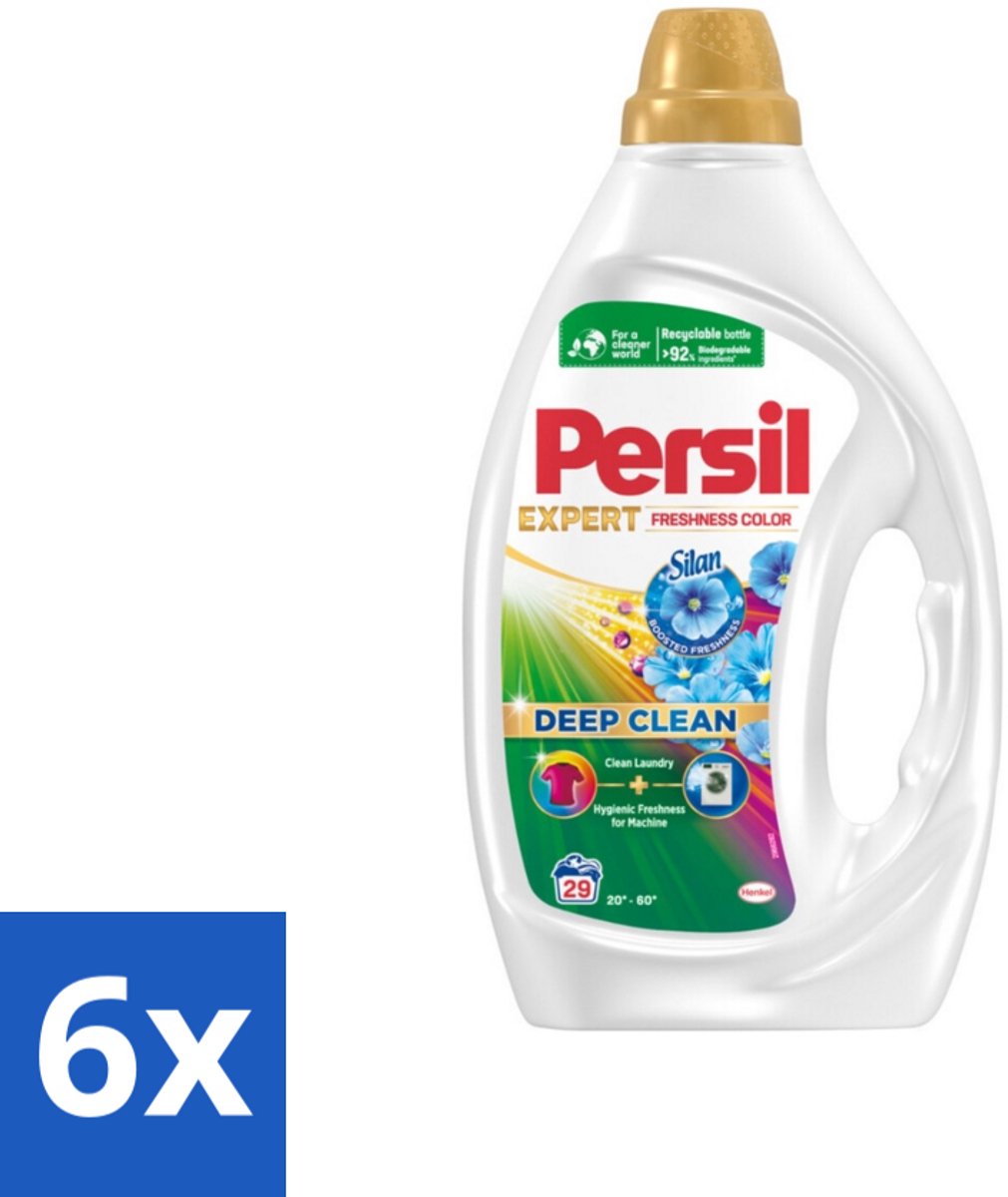 6 x Persil Wasmiddel Gel 29 Wasbeurten Gekleurde was Freshness by Silan 1,305 liter - Wasmiddel - Persil - Gekleurde Was - Wasverzachter - Vlekkenverwijderaar