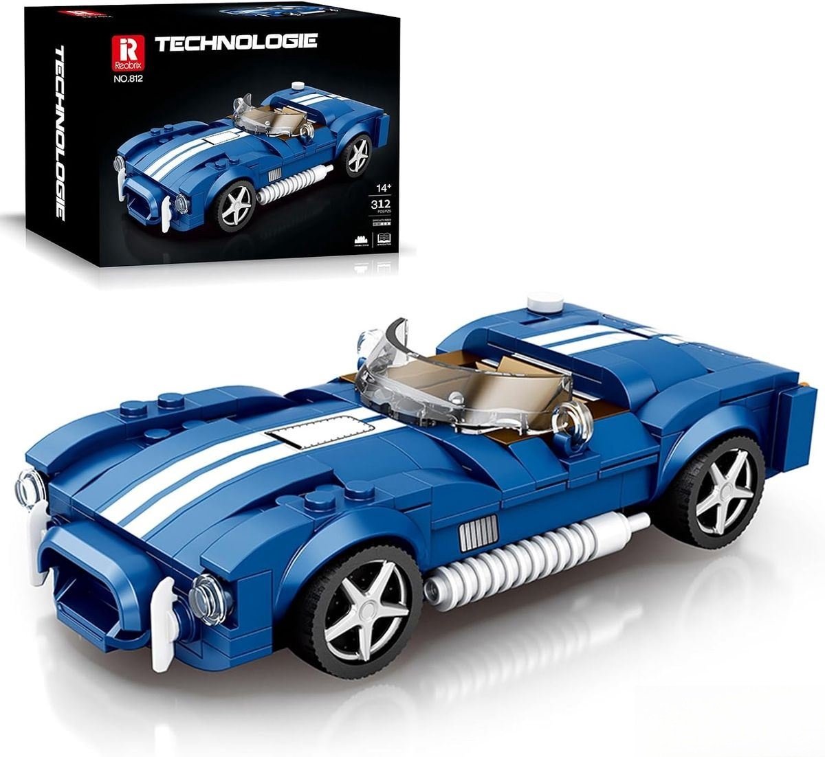 Reobrix 812 Shelby Cobra bouwset | City fast champions adventure | Creator classic motor bouwpakket | Technic speelgoed ideas voor volwassenen | Icons furious speed auto | Technische bouwdoos met 312 bloks