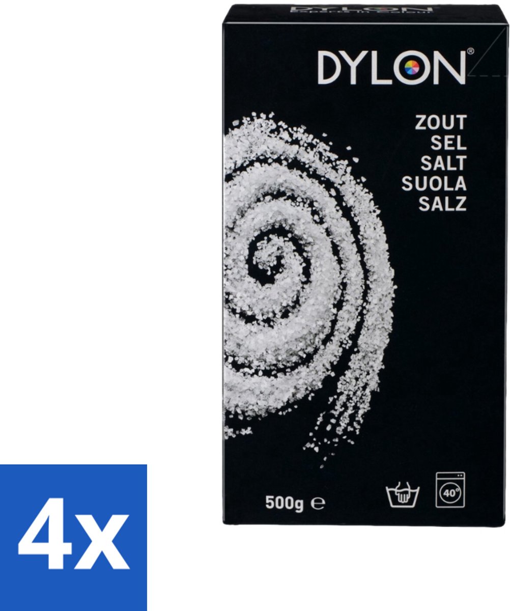 4 x Dylon - Zout - Voor Handwas Textielverf - Optimale Kleurresultaten - 500g - Dylon Zout - Textielverf - Handwas Verf - Kleurvastheid - Kleurintensiteit