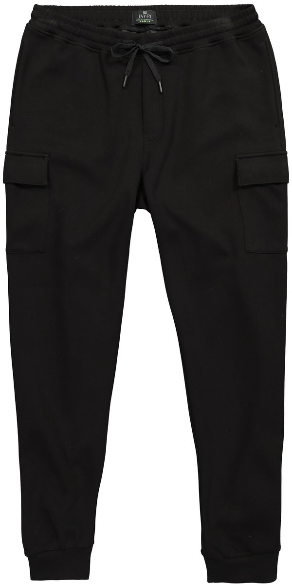 JAY-PI - Heren - Cargobroek fitness interlock-sweatstof veel zakken tot 7XL - Zwart - Maat 6XL
