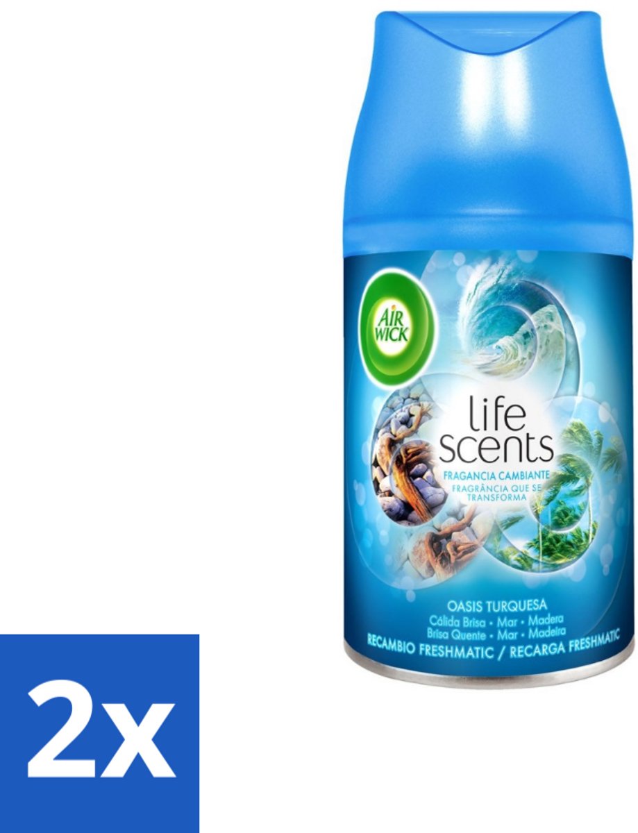 Air Wick - Luchtverfrisser Navulling - Turquoise Oase - Automatische Spray - 250 ml - Voordeelverpakking - 2 stuks