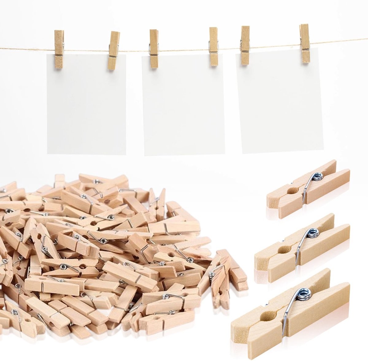 Solidchoice - Mini Houten Wasknijpers Set van 150 Stuks